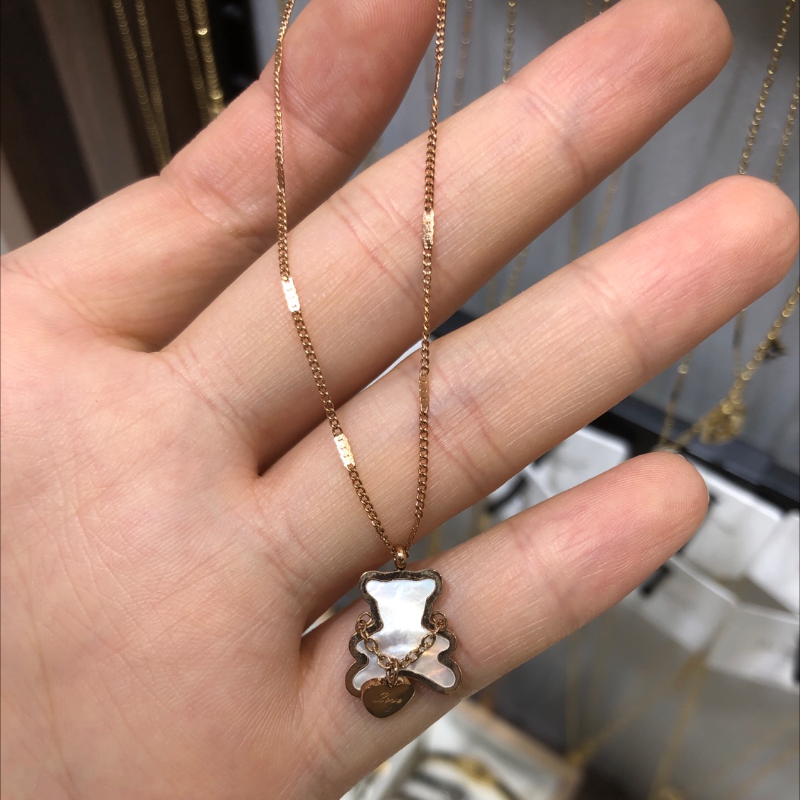 贝壳小熊爱心项链