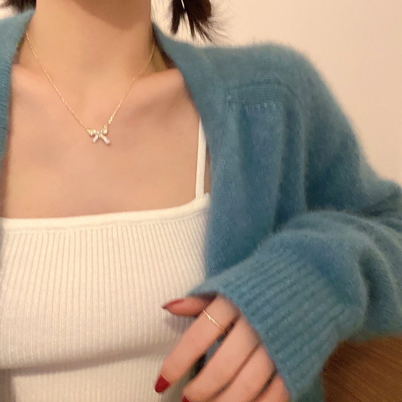 春季蝴蝶项链女choker轻奢小众2021年新款网红锁骨链设计感颈链甜2021新款项链女夏小众拼接 insAS蝴蝶锁