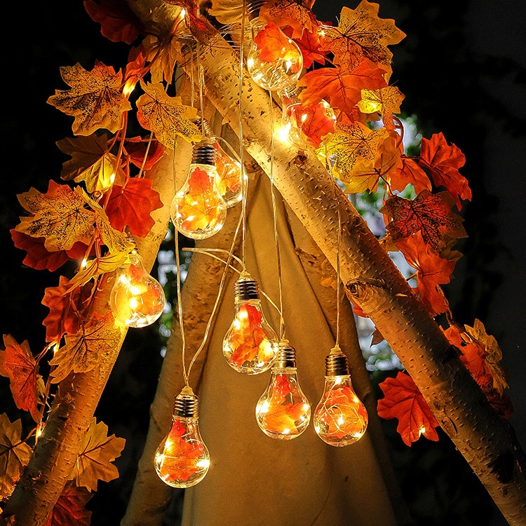 led Halloween lights string room decoration Thanksgiving string lights New outdoor lights string maple bulb string 4 meters 10 lights
