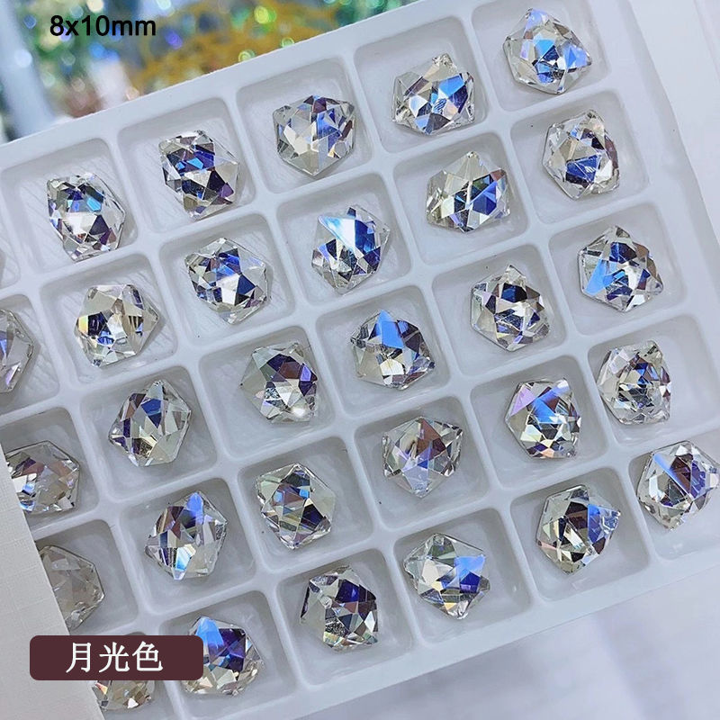Nail art accessories: Irregular-shaped diamond flat-bottom mixed set, popular online bestseller AB color champagne-colored super sparkling water diamond Japanese nail art accessory 197 Specification image