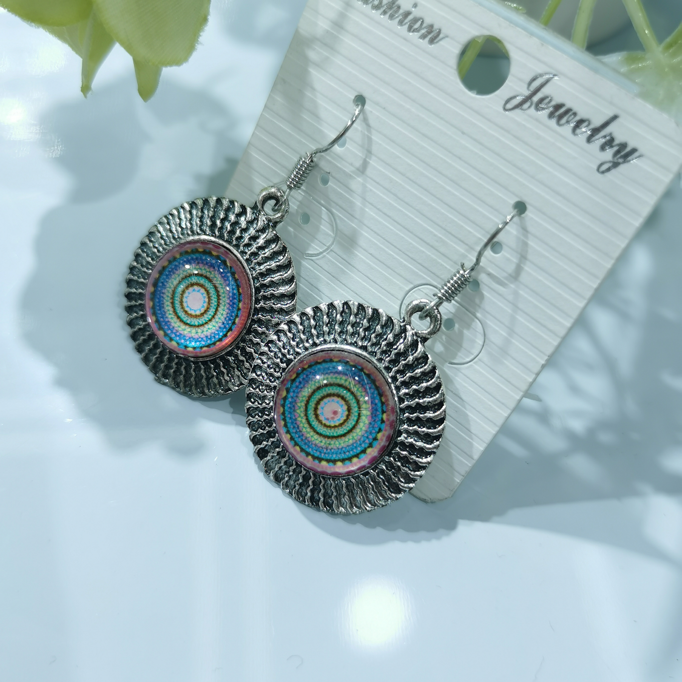 European and American national wind ear hook jewelry Hawaii holiday wind ear earrings Earrings Green seaside tourist jewelry 5001-23