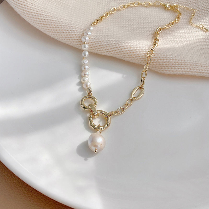 37 - Fashionable letter pearl necklace, light luxury, niche and high-end feel, collarbone chain, Korean temperament, cold style, Internet celebrity necklace for women