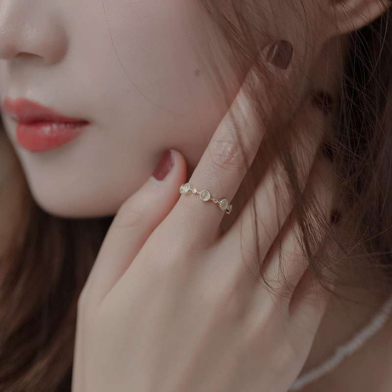 Cat's eye stone ins simple and cold style open ring, a fashionable, individual and niche design index finger ring jewelry for female Internet celebrities details Picture