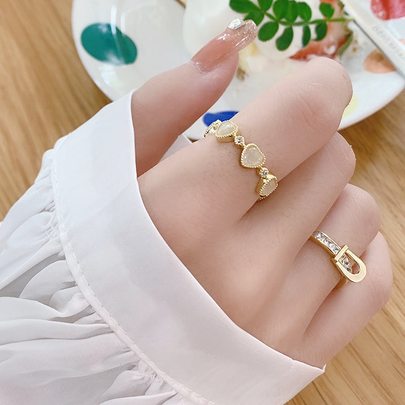Lace opal love opening vintage ring female index finger ring new fashion personality ring