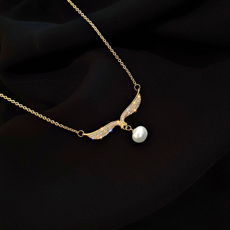 63 - Fashionable letter pearl necklace, light luxury, niche and high-end feel, collarbone chain, Korean style, cold style, Internet celebrity necklace for women details Picture
