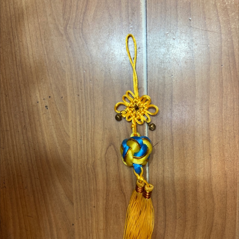 R2 rice knot lucky ball blue yellow hanging bell