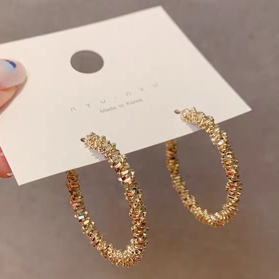Dongdaemun, South Korea, high-end 14K gilded ring earrings, silver needle elegant earrings, grand earrings 2021 New style