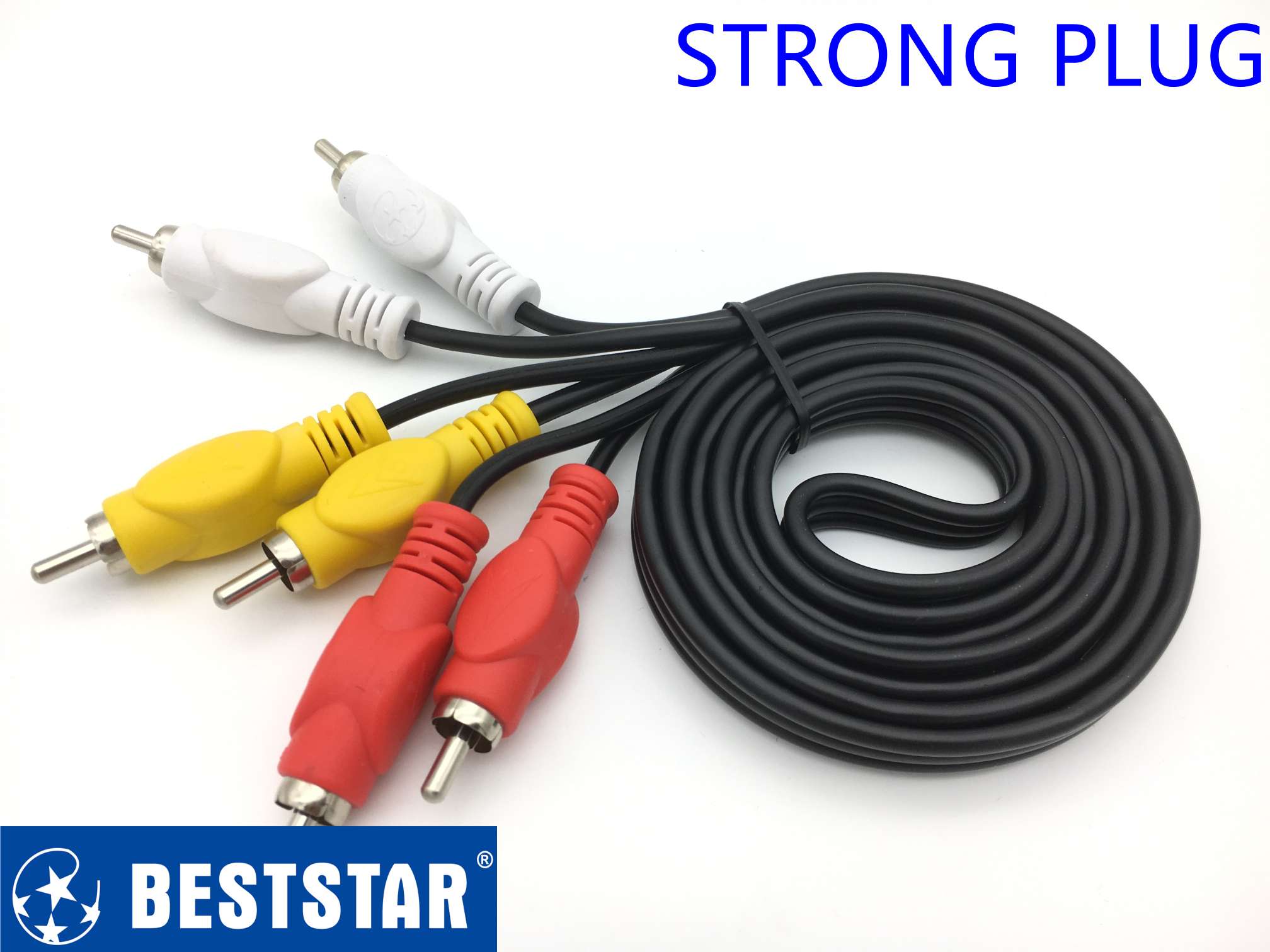 BESTSTAR AV线 3.5-2r 印花鱼眼音频线白底实物图