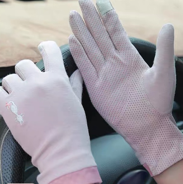 Summer sunscreen gloves for women driving spring and autumn short electric bike for women cycling lace UV thin summer