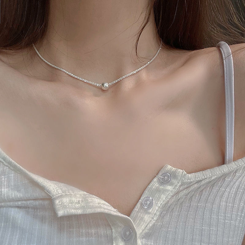 14 - Fashionable letter pearl necklace, light luxury, niche and high-end feel, collarbone chain, Korean style, cold style, Internet celebrity necklace for women detail image 2
