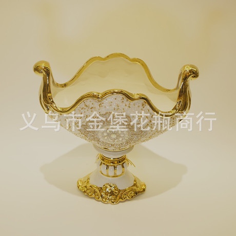 White gold-plated vase European light luxury vase decoration living room flower arrangement home TV cabinet creative dry flower decoration porch wine cabinet decoration 5