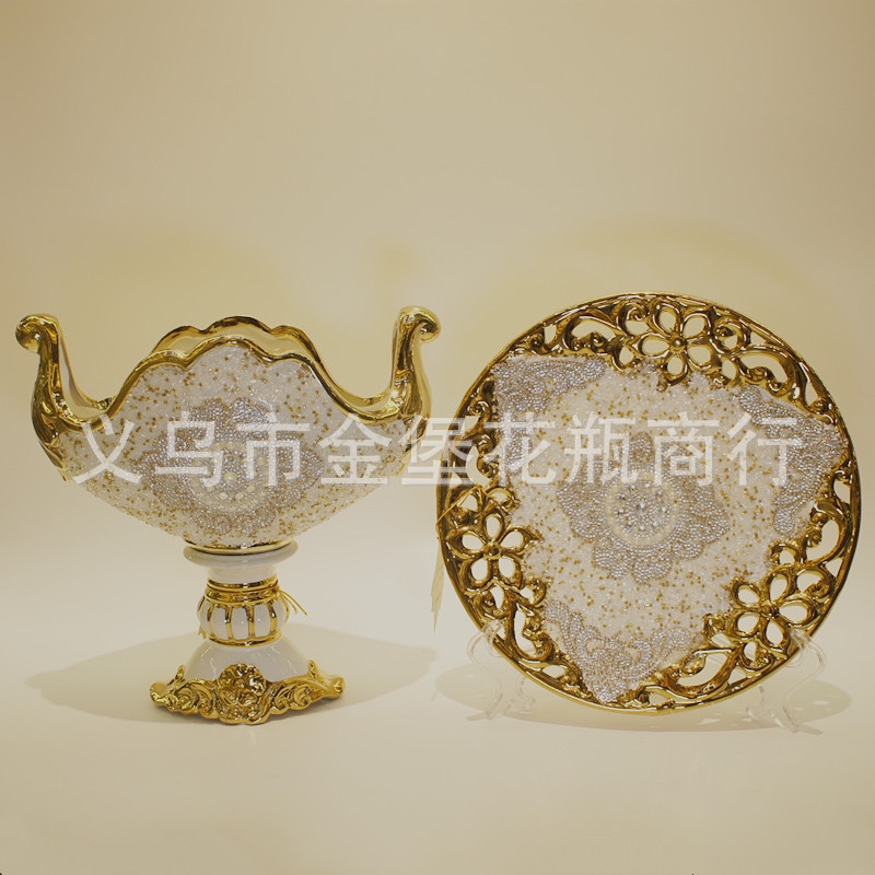White gold-plated vase European light luxury vase decoration living room flower arrangement home TV cabinet creative dry flower decoration porch wine cabinet decoration 4