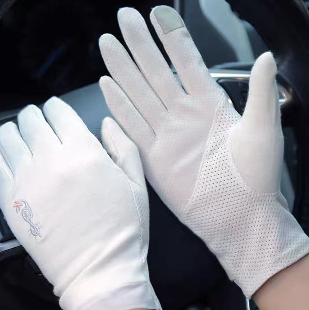 Sunscreen gloves for women driving spring and autumn short electric bike for women cycling lace UV thin summer