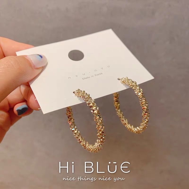 Dongdaemun, South Korea, high-end 14K gilded ring earrings, silver needle elegant earrings, grand earrings 2021 New style Specification image