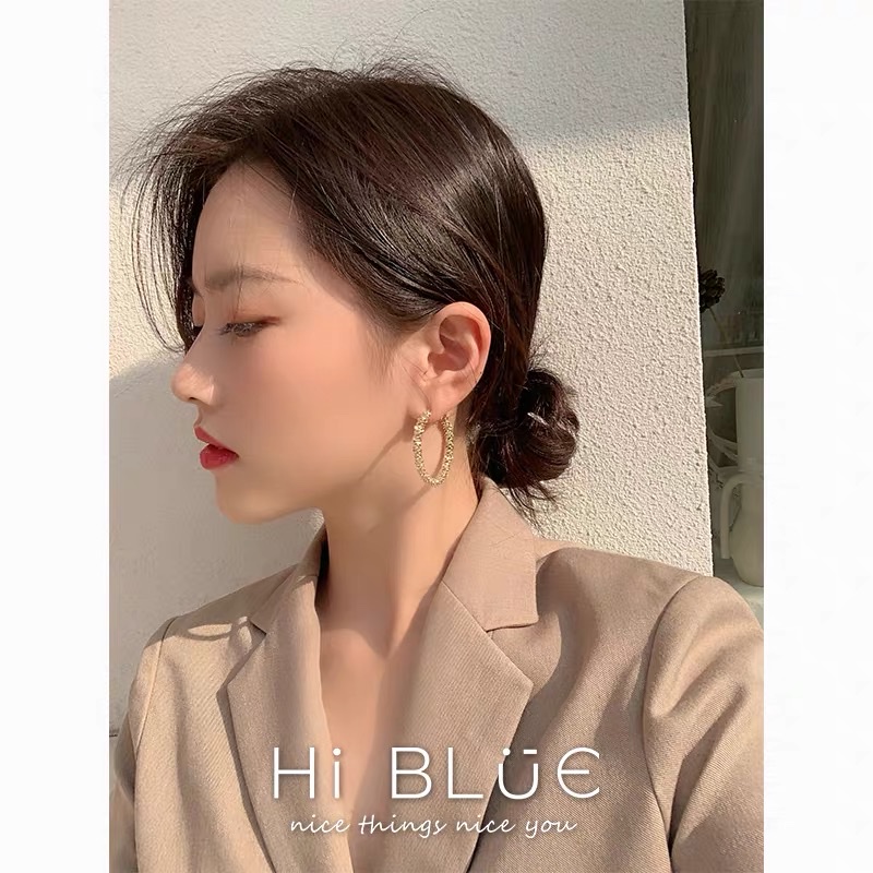 Dongdaemun, South Korea, high-end 14K gilded ring earrings, silver needle elegant earrings, grand earrings 2021 New style Item Picture