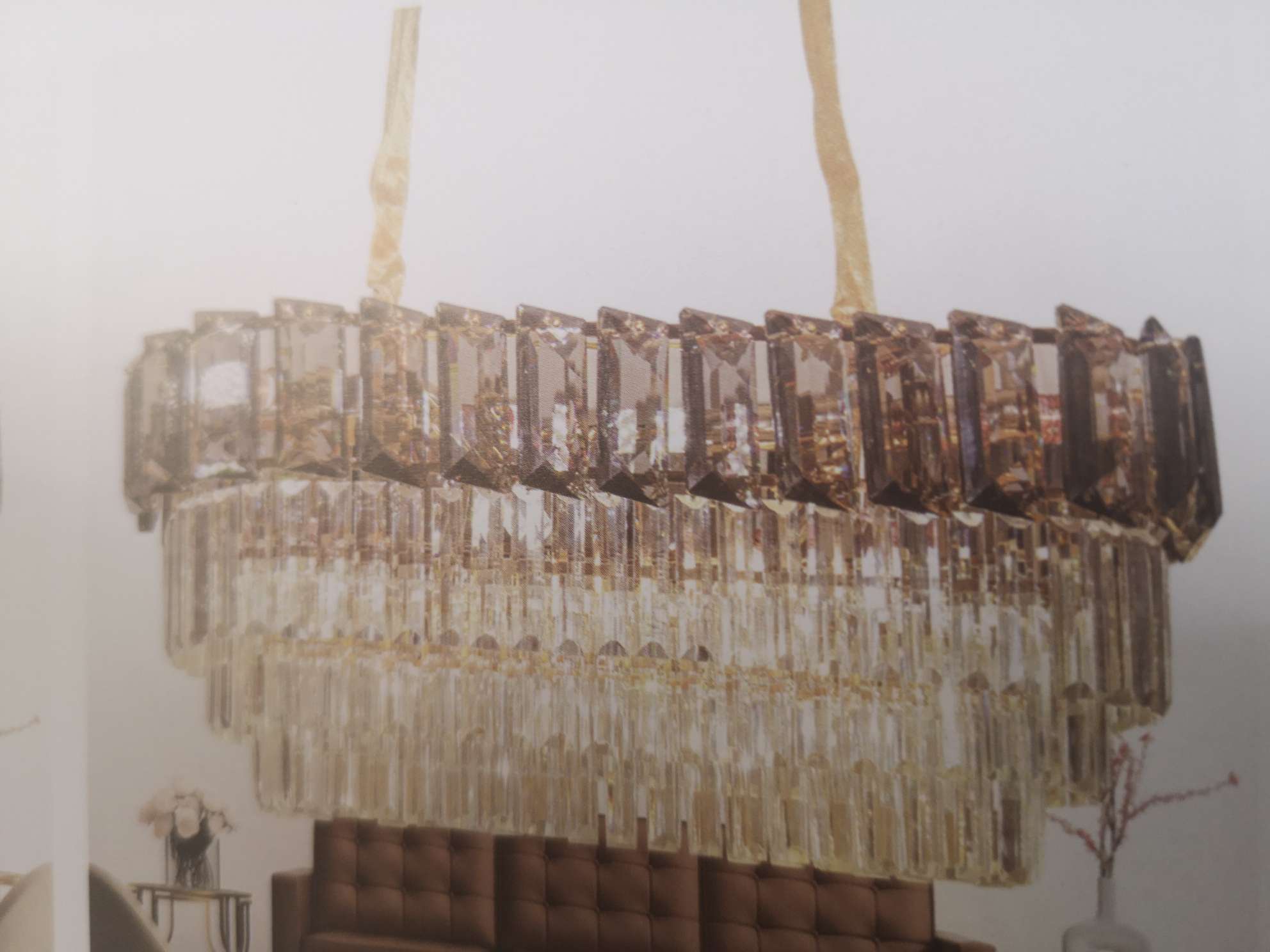 Light luxury ashen crystal chandelier for home living room and bedroom Item Picture