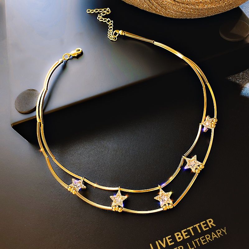 73 - Fashionable letter pearl necklace, light luxury, niche and high-end feel, collarbone chain, Korean temperament, cold style, Internet celebrity necklace for women detail image 5