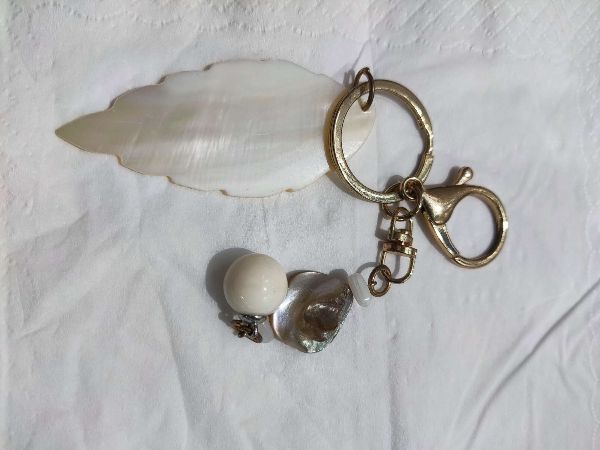 钥匙扣15 天然贝壳钥匙扣圈环海螺钥匙链创意详情图2