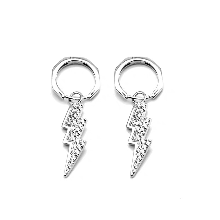 Earrings hung with little zirconium lightning bolts