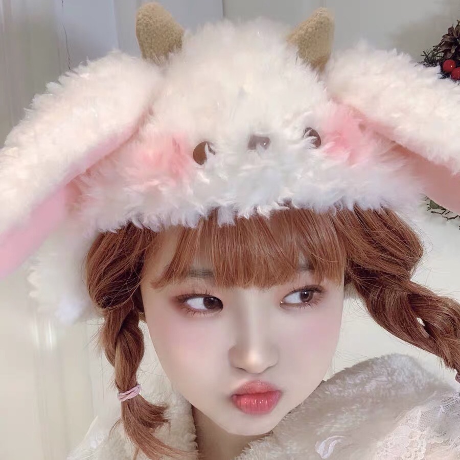 原创害羞小羊羔可爱耳朵头套帽子秋冬保暖百搭lolita