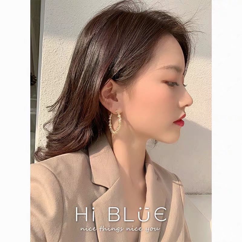 Dongdaemun, South Korea, high-end 14K gilded ring earrings, silver needle elegant earrings, grand earrings 2021 New style Application Scenario