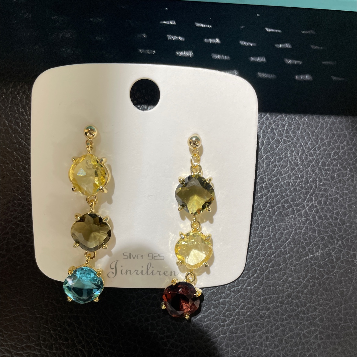 Today beauty Korean version earrings multicolored zircon Mosaic style unique charm
