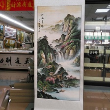 三尺卷轴山水印刷江山多娇国画中国画装饰画