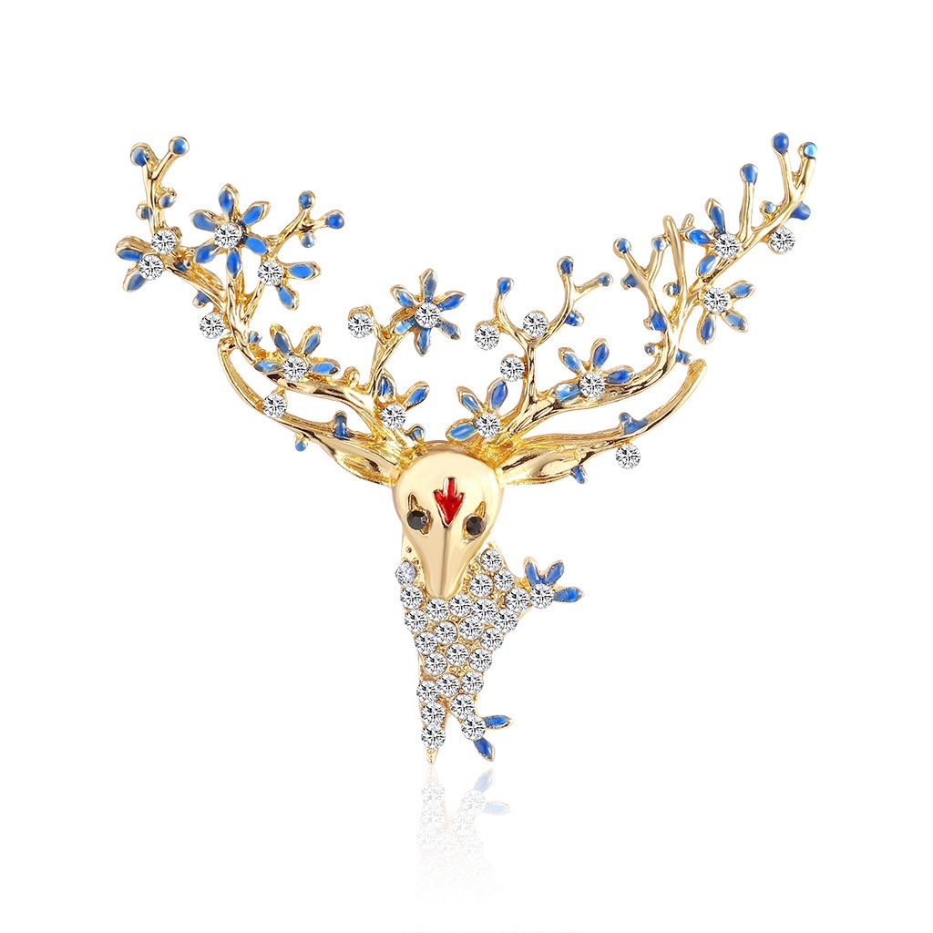 Fashion high-end full diamond Christmas Moose brooch cartoon cute animal corsage