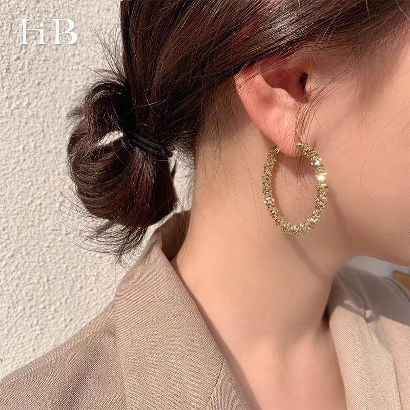 Dongdaemun, South Korea, high-end 14K gilded ring earrings, silver needle elegant earrings, grand earrings 2021 New style details Picture