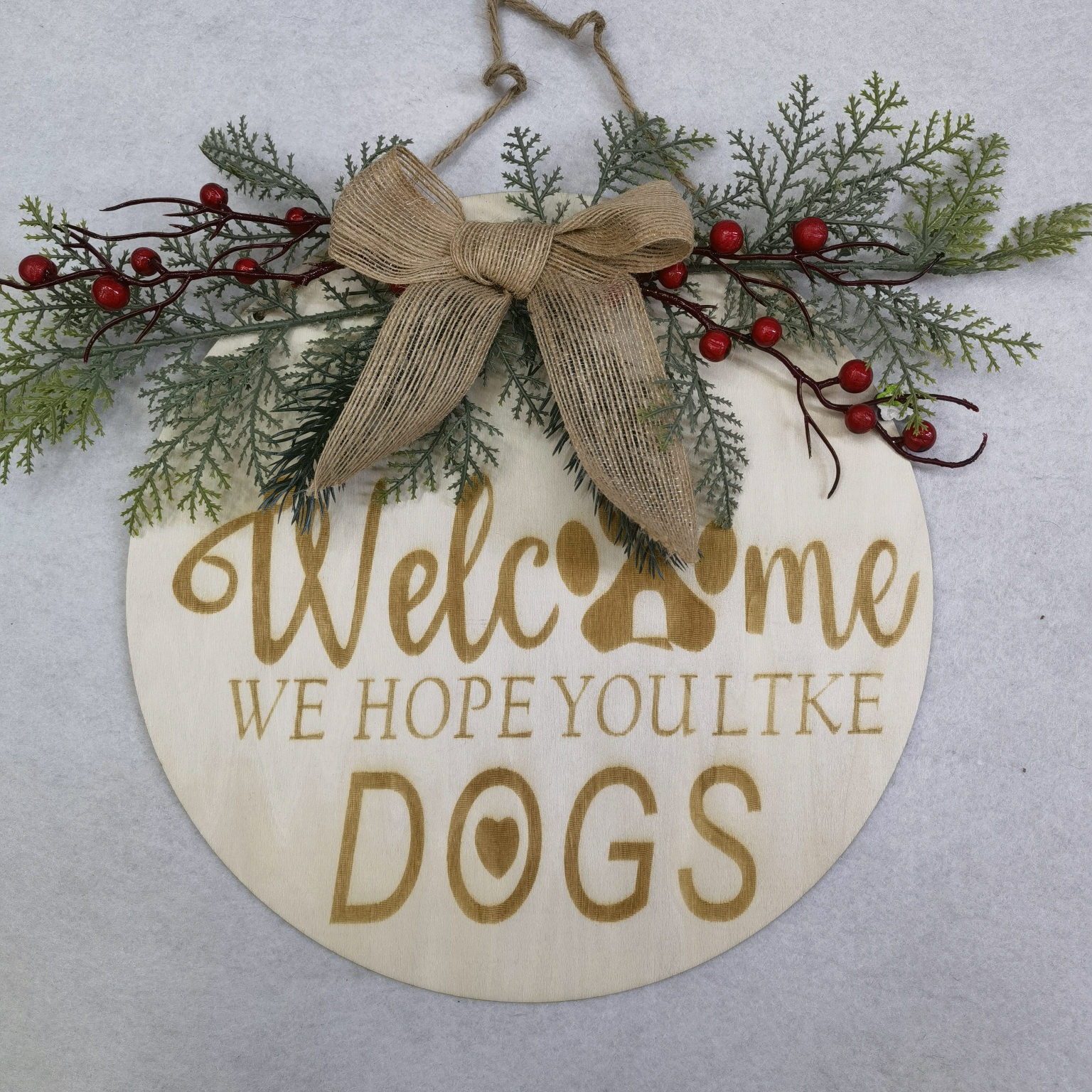 Christmas welcome sign: Country-style holle wooden sign 30
