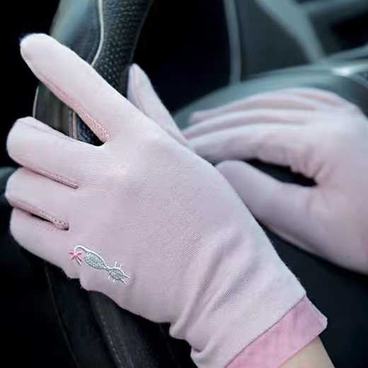 Summer sunscreen gloves women driving short electric bike women cycling lace UV thin summer