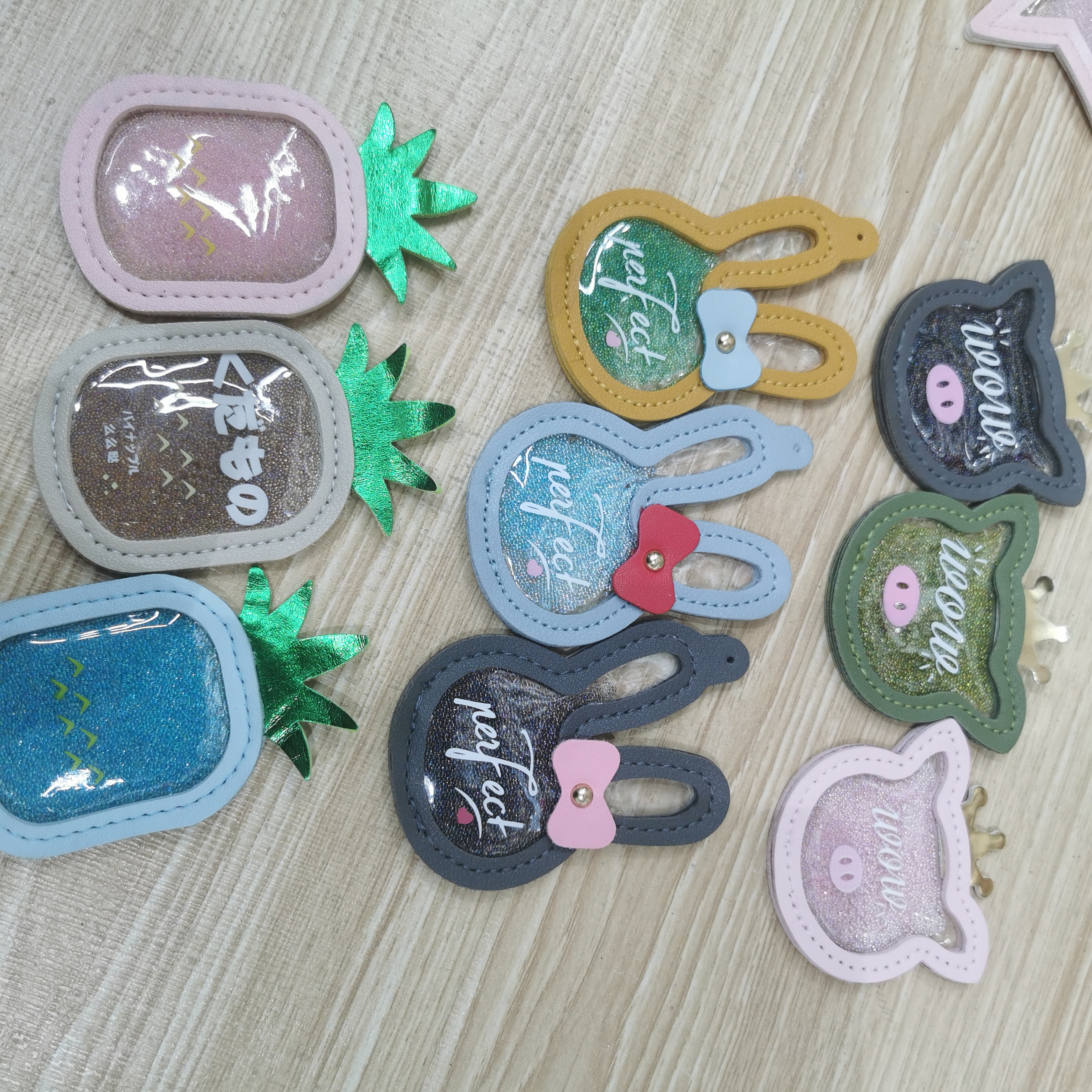Quicksand Leather Keychain Cute Cartoon Puppy Dog Plush Doll Toy Bag Pendant Female