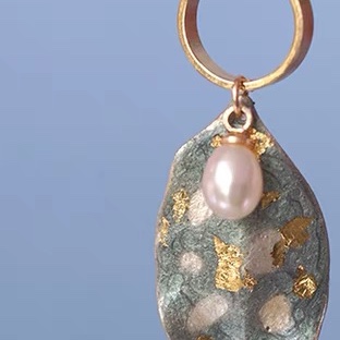 Fish ear hooks with leaves and beaded earrings