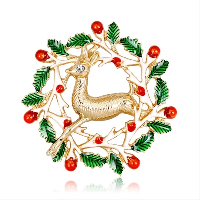 Fashion personality temperament Europe and the United States cartoon personality Christmas moose brooch manufacturers supply stock thumbnail