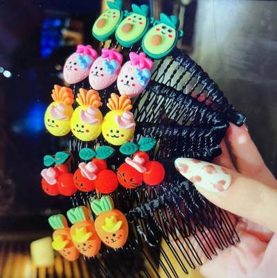 Color Hair Comb Children's Hair Comb Fruit Hair Comb 3 Accessories Iron Hair Comb 0.1