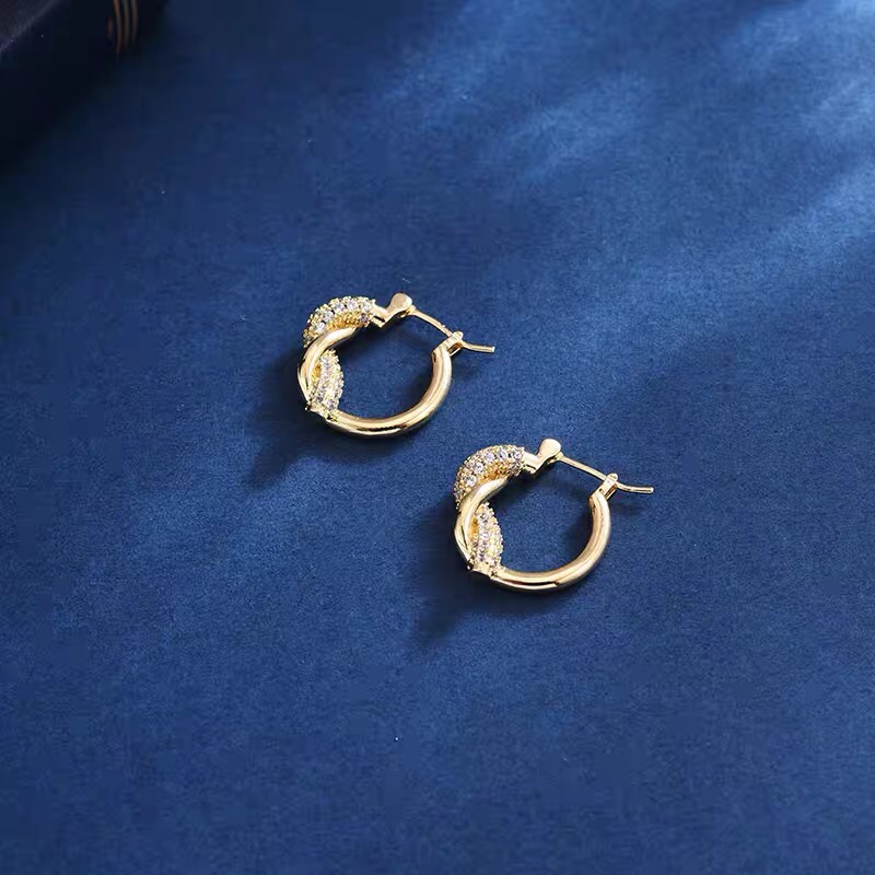 Delicate full diamond sparkle elegant noble cold beauty temperament earrings