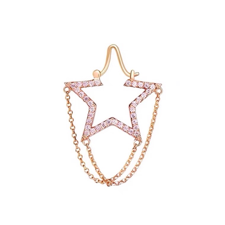 Exaggerated five-star micro-inlaid chain earrings