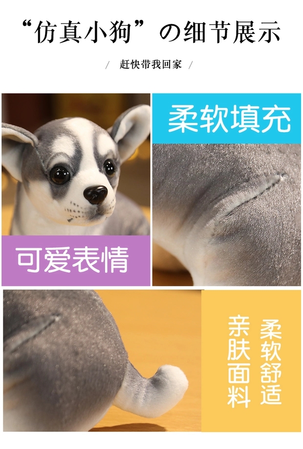 仿真狗狗小号玩偶毛绒玩具娃娃沙皮二哈公仔迷你可爱儿童生日礼物白底实物图