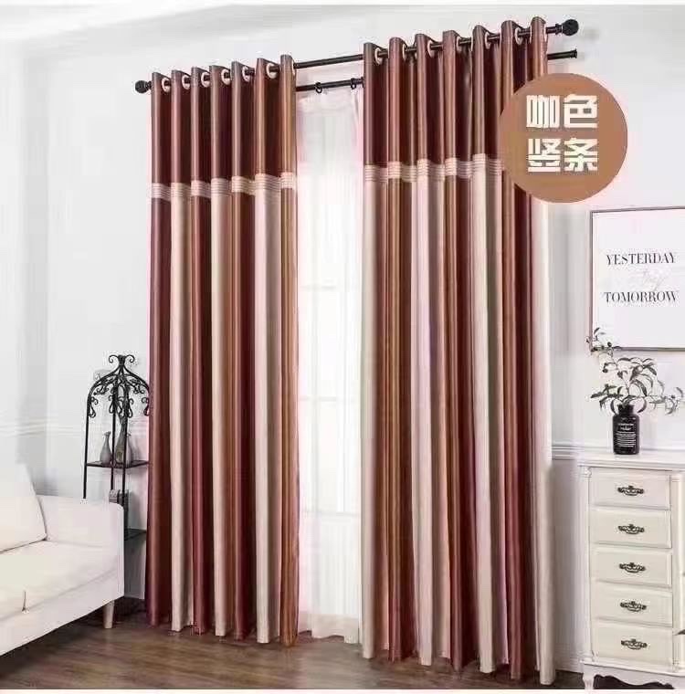 Two pieces of Fugui striped black silk blackout fabric in coffee-purple color (3.1 meters purple width) Specification image