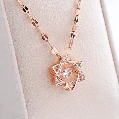 Vintage classic environmental protection collarbone chain necklace Copper micro-inlaid rose gold White gold a76