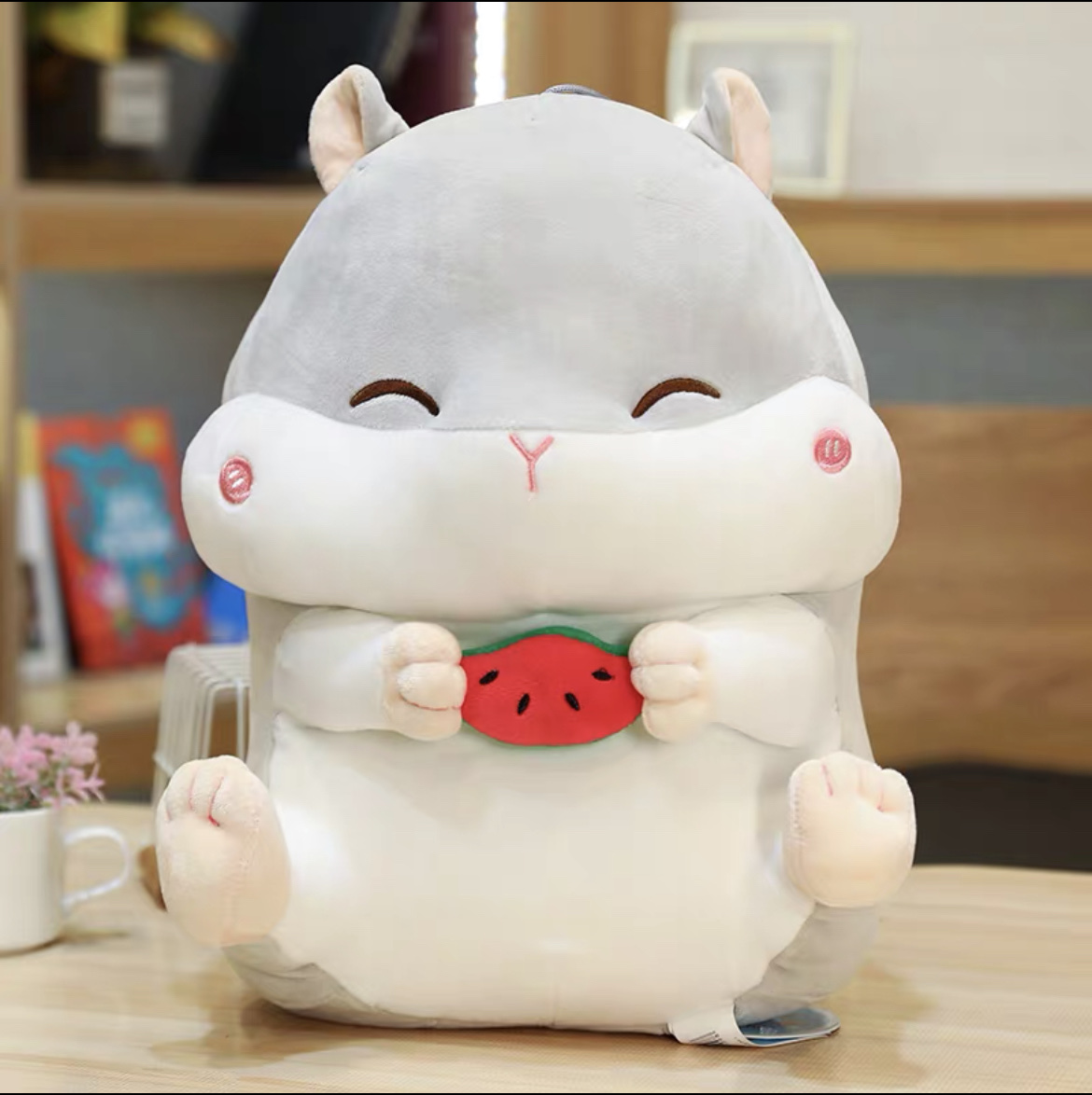 Cute hamster plush toy, squirrel pillow, doll, sleeping on the mouse bed, holding a super cute girl doll, little 50 detail image 1