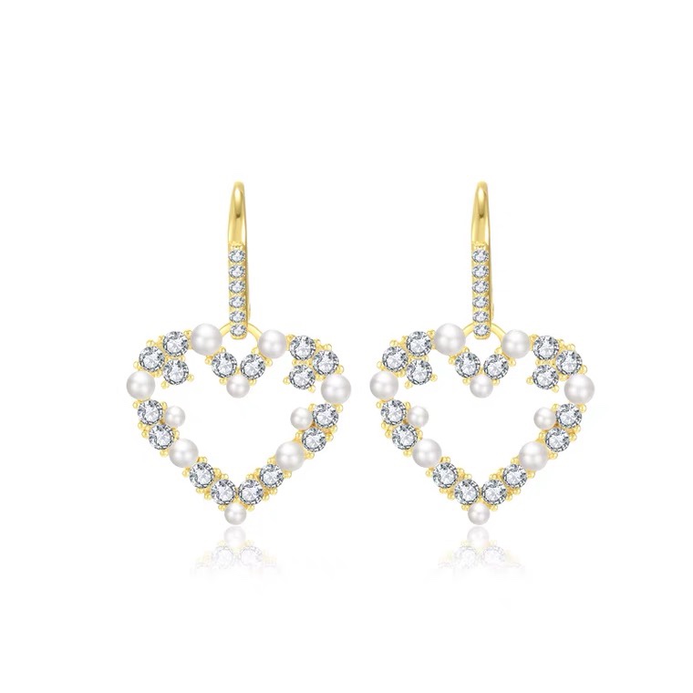 Fashion love shell beads micro-set earrings