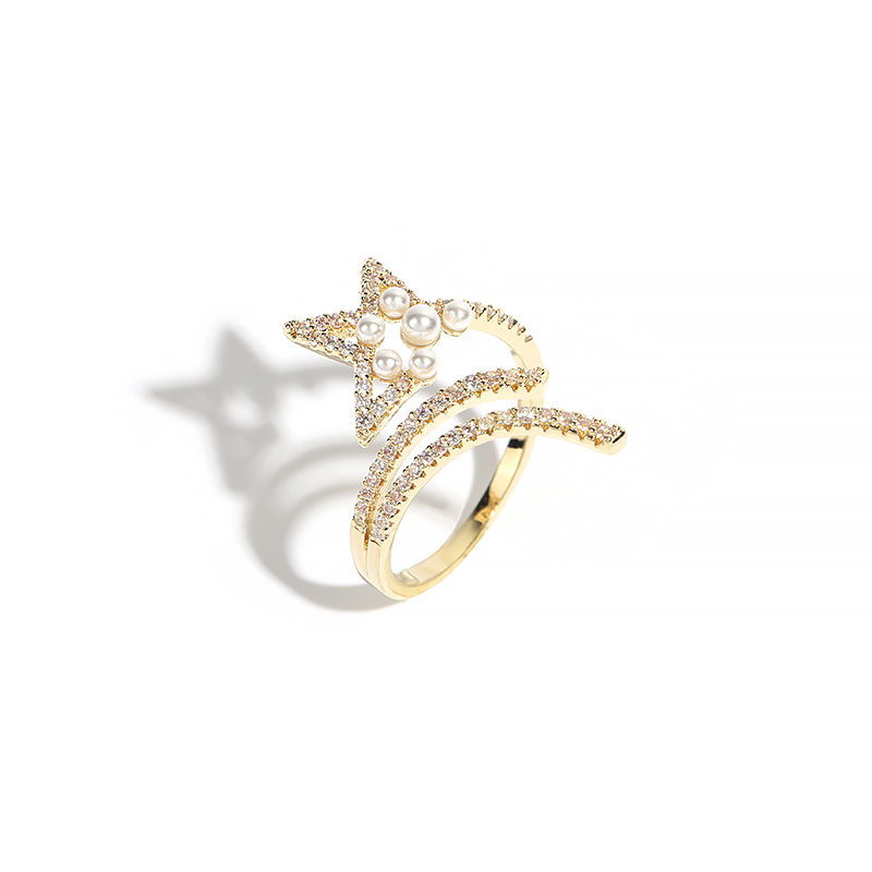 37 -- rastro de flores sistema de día luz de lujo con diamantes anillo fino mujeres ins temperamento madre beg anillo de dedo índice frío viento simple anillo