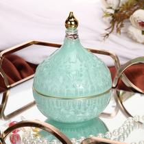 Glass candy jar green