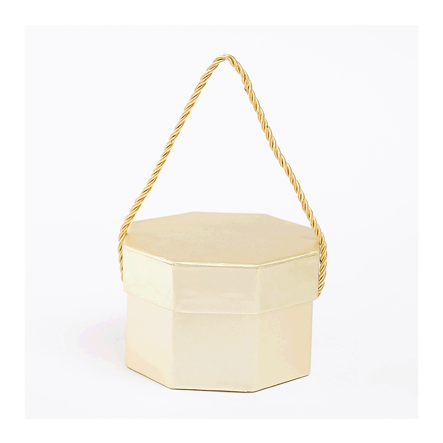 Golden special paper octagonal gift box, cardboard snack hand-held, snack gift box, fruit gift packaging box, three-piece set details Picture