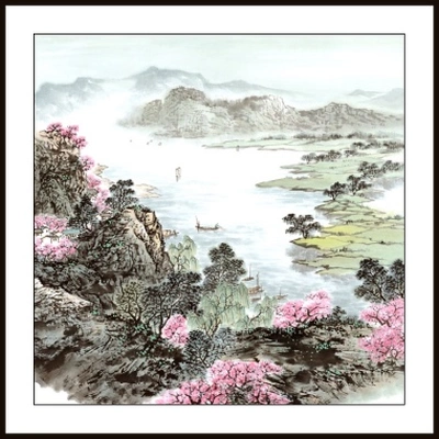 50X50 Watermark Printing Landscape Square Freehand Landscape Small Decorative Painting Chinese Painting Traditional Painting 18