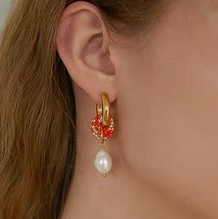 Earring glass bead shell earrings