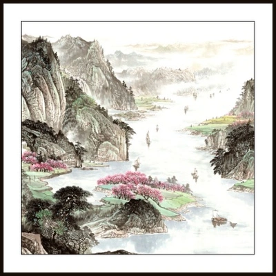 50X50 Watermark Printing Landscape Square Freehand Landscape Decorative Painting Chinese Painting Chinese Painting Traditional Painting 19