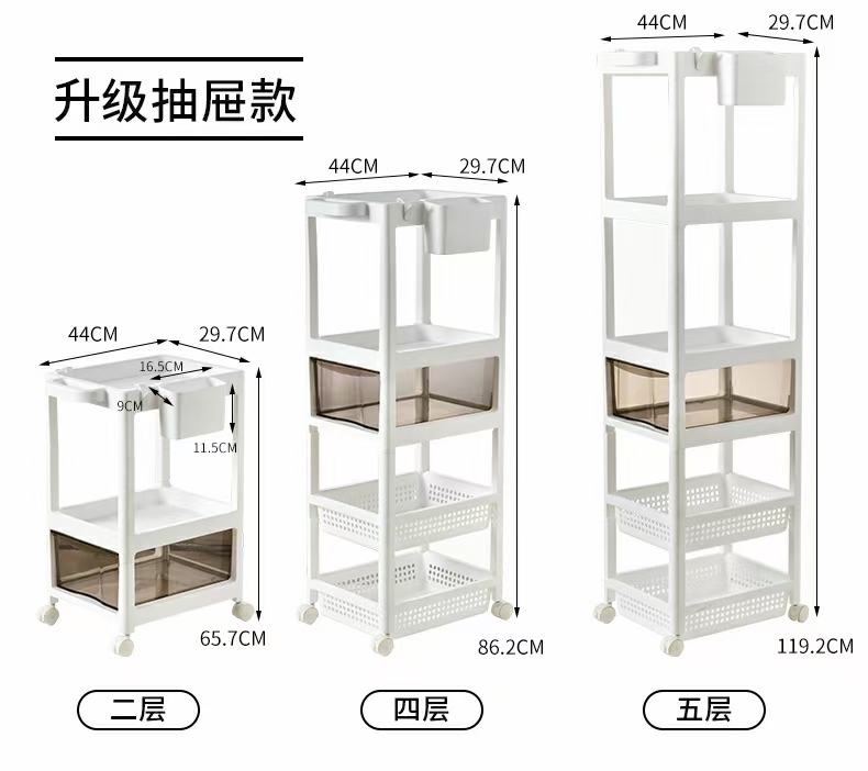 收纳柜子衣服玩具收纳箱抽屉式塑料透明多层零食整理箱储物柜滑轮详情图1