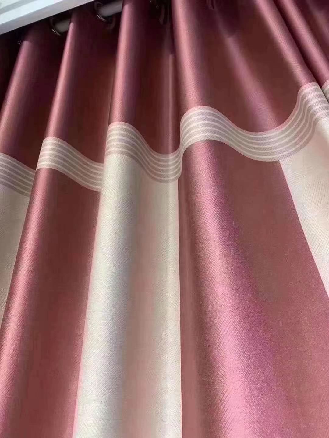 Two pieces of Fugui striped black silk blackout fabric in coffee-purple color (3.1 meters purple width) Item Picture